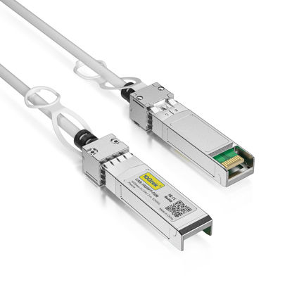 Picture of [White] Colored 10G SFP+ DAC Cable - 32AWG Twinax SFP Cable for Cisco SFP-H10GB-CU0.25M, Ubiquiti UniFi, D-Link, Supermicro, Netgear, Mikrotik, Fortinet, 0.25-Meter(0.82ft)