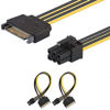 Picture of J&D SATA Power Cable, (2 Pack) SATA 15 Pin to 6 Pin PCI Express (PCIe) Graphics Video Card Power Cable Adapter (20 cm)