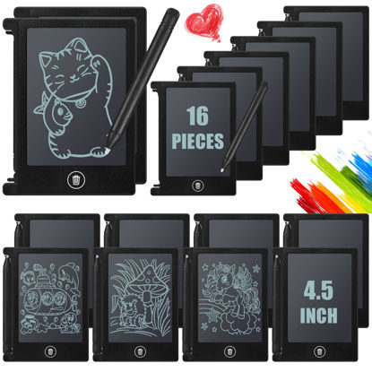 Picture of Nezyo 16 Pieces 4.5 Inch Mini LCD Writing Tablet Electronic Doodle Board for Colorful Drawing Tablet Erasable Writing Pad Reusable Learning Gift for Girls Boys (Black)