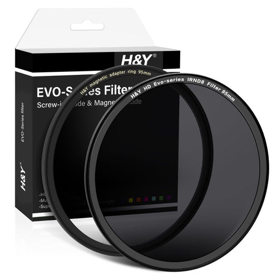 Picture of H&Y 95mm ND Filter IRND8 ND Filter Neutral Density Filter 3 Stops Camera Lens ND Filter Screw in and Magnetic Lens Filter 2 in 1 with Magnetic Adapter Ring, EVO Series