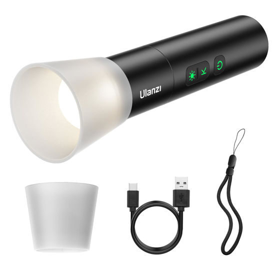 Picture of ULANZI LM07 LED Photography Flashlight w 1/4" Thread, Handheld Videography Light Spotlight 2000K-5500K-8000K Bi-Color Zoomable 2000mAh Rechargeable Portable Video Light for Camera Tripod Stand Cage