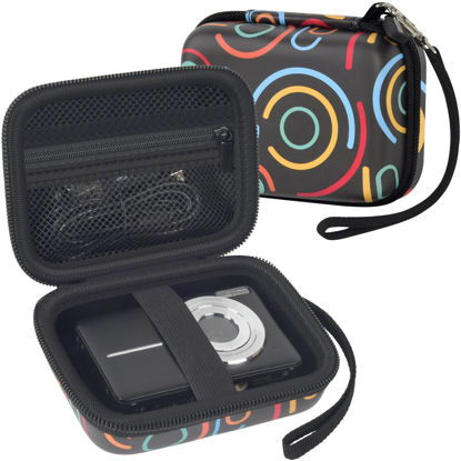 Picture of Digital Camera Case for CAMKORY/for VAHOIALD FHD 1080P/ for Kodak/for YISENCE for IWEUKJLO for Nsoela Kids Video Cameras Storage Holder for AbergBest for Polaroid for Canon and Cable (Jet Black)