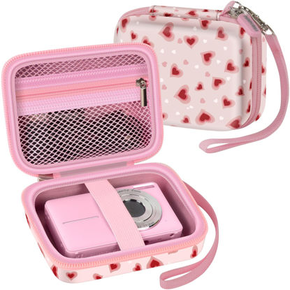 Picture of Digital Camera Case for CAMKORY/for VAHOIALD FHD 1080P/ for Kodak/for YISENCE for IWEUKJLO for Nsoela Kids Video Cameras Storage Holder for AbergBest for Polaroid for Canon and Cable (light pink)