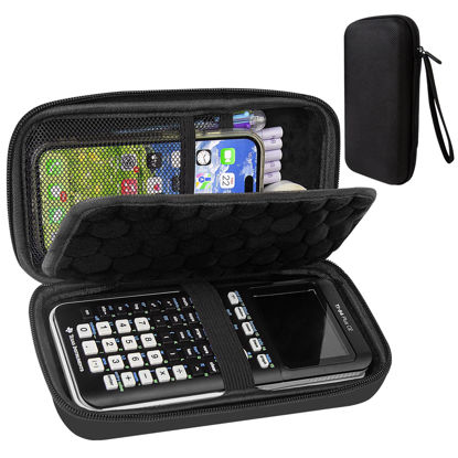 Picture of Hard Case Compatible with Texas Instruments TI-84 Plus CE/TI-84 Plus/TI-Nspire CX II CAS/TI-Nspire CX II/TI-83 Plus/Casio fx-9750GII Graphing Calculator, Storage Box with Bubble Protection-Black