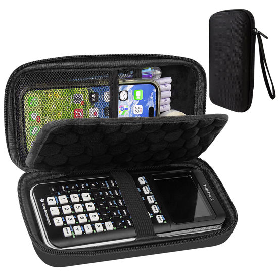 Picture of Hard Case Compatible with Texas Instruments TI-84 Plus CE/TI-84 Plus/TI-Nspire CX II CAS/TI-Nspire CX II/TI-83 Plus/Casio fx-9750GII Graphing Calculator, Storage Box with Bubble Protection-Black