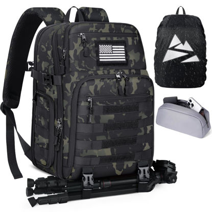Picture of SDYSM Camera Backpack Bag Professional for DSLR/SLR Mirrorless Camera Waterproof 15.6 inch Tactical Camera Bags for Photographers with Rain Cover, Tripod Holder, Small Bag Photography Backpack Case