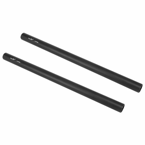 Picture of Haoge VA-PR25B 25cm (9.8 Inch) Long Aluminum Alloy Rod 15mm Rods with M12 Thread for Camera Rail Support System Rig Shoulder Pads Monitor Mount Rod Clamp Base Mattebox Follow Focus Black, Pack of 2
