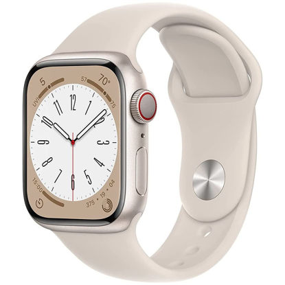 Picture of Apple Watch Series 8 (GPS + Cellular, 45MM) - Starlight Aluminum Case with M/L Starlight Sport Band (Renewed Premium)