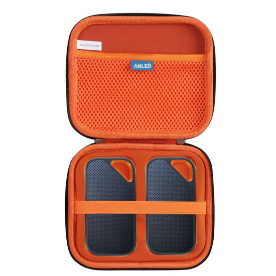 Picture of Anleo Hard Travel Case for SanDisk 500GB 1TB 2TB 4TB Extreme PRO Portable SSD (Black+Orange, Case for 2 Hard Drives)