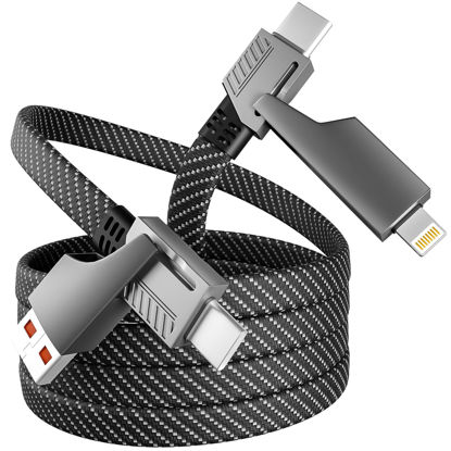 Picture of 4 in 1 Charging Cable Fast Charging 65W, USB C Cable 4-in-1 USB Multi Charging Cable with E-Mark Chip, Multiple iPhone Charger Cord for iPhone 16/15/14/13 Series/Pad/Android/Tablets and More(4FT)