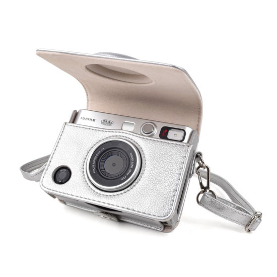 Picture of Rieibi Mini EVO Case - Vintage PU Leather Protective Case for Fuji Instax Mini EVO Instant Camera - Removable Case with Adjustable Shoulder Strap Battery Charging Port