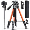 Picture of CAMBOFOTO 73" Camera Tripod and Monopod, Professional Aluminum Tripod Stand for Mirrorless Camera/DSLR/Cell Phone/Camcorder/GoPro, with Phone Holder and Travel Bag (Orange)