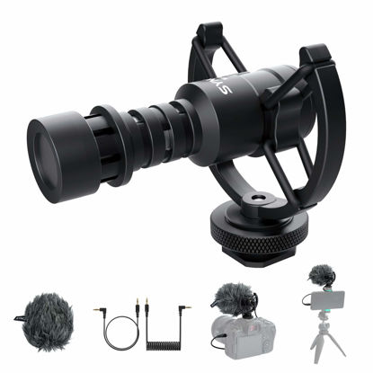 Picture of SYNCO External Video Microphone, Mic-M1S Camera Shotgun Microphone with Shock Mount Windshield for DSLR Camera Smartphone, Cardioid Directional Microphone