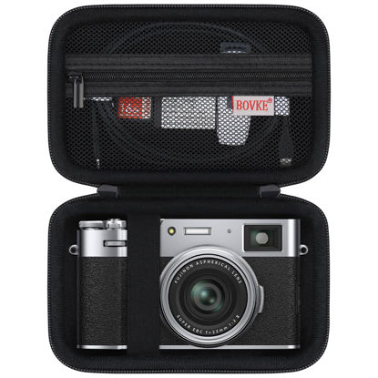 Picture of BOVKE Carrying Case Compatible with Fujifilm X100VI / X100V Digital Camera, Extra Mesh Pocket for Charging Cables, Black