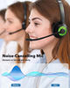 Picture of EAGLEND USB Headset with Mic for PC, On-Ear Computer Laptop Headphones with Noise Cancelling Microphone in-line Control for Home Office Online Class Skype Zoom (USB+3.5mm, Green)