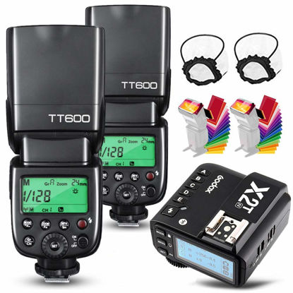 Picture of Godox 2X TT600 HSS 2.4G Wireless Master/Slaver Flash Speedlite & Receiver Godox X2T-N Remote Trigger Transmitter Kit Built-in Godox X System Compatible for Nikon Cameras