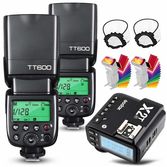 Picture of Godox 2X TT600 HSS 2.4G Wireless Master/Slaver Flash Speedlite & Receiver Godox X2T-N Remote Trigger Transmitter Kit Built-in Godox X System Compatible for Nikon Cameras