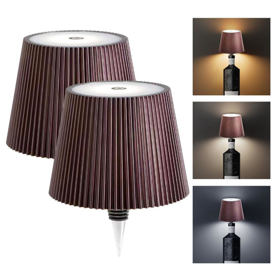 Picture of Wireless bottle lamp portable led lamp waterproof for Restaurant Bedroom Bar 3Color Stepless dimming Rechargeable Touch Wine for Any Liquor Bottle wine lights (Bacardi/Jack Daniel’s/Chivas) (BROWN)