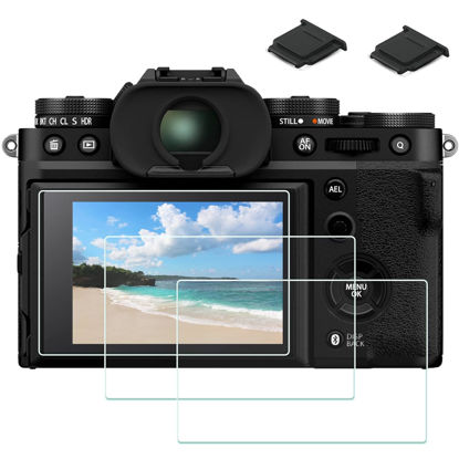 Picture of PCTC X100 V Screen Protector for Fujifilm X-T5 XT5 X100V X100VI X100 VI X-E4 XE4 X-T4 XT4 Film Cover, 2*Hot Shoe Cap Cover,3 Pack 0.3mm 9H Hardness LCD Tempered Glass Flim