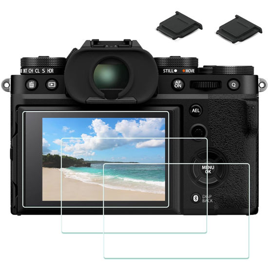 Picture of PCTC X100 V Screen Protector for Fujifilm X-T5 XT5 X100V X100VI X100 VI X-E4 XE4 X-T4 XT4 Film Cover, 2*Hot Shoe Cap Cover,3 Pack 0.3mm 9H Hardness LCD Tempered Glass Flim