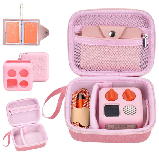 Picture of YouKnow Hard Case and Silicone Cover for Yoto Mini Player, Kids Audio Music Accessory with Card Case Holder for up to 10 Cards (Pink)