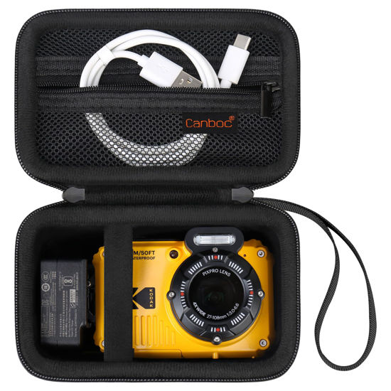 Picture of Canboc Carrying Case for KODAK PIXPRO WPZ2 Rugged Waterproof Digital Camera, Underwater Photography Camera Bag, Mesh Pocket fits USB Cable, Battery, Adapter, Black (Case Only)