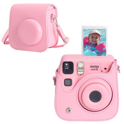 Picture of CAIYOULE Camera Case for Fujifilm Instax Mini SE/7+/7s/7c Instant Film Camera Protective Bag with Adjustable Shoulder Straps，No Camera，Pink