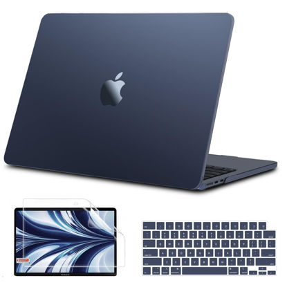 Picture of B BELK Compatible with MacBook Air 13 inch Case 2025 2024 2023 2022 M3 A3113 M2 A2681,[100% Match Official Color] [Ultra Thin Armor] Plastic Hard Shell Case for MacBook Air 13.6 inch, Midnight Clear