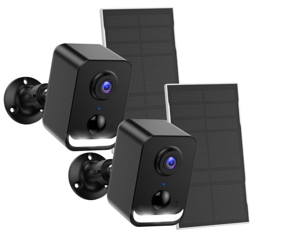 Picture of PEEIPM Security Cameras Wireless Outdoor: Solar Power Cameras for Home Security WiFi Battery Seguridad Camara System Kit Surveillance Monitor with Motion Sensor Flood Light Alarm & Color Night Vision