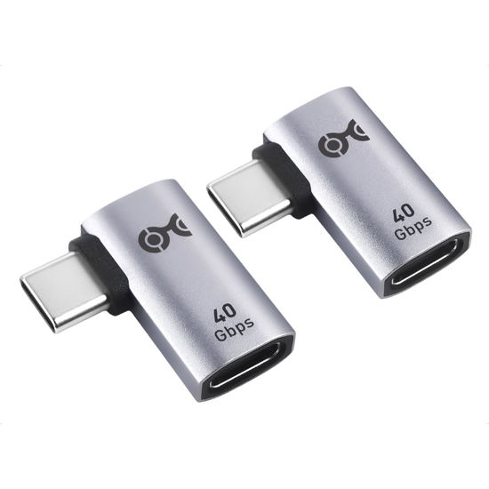 Picture of Cable Matters 2-Pack 40Gbps Flat Right Angle USB C Adapter, Up to [4K@240Hz Video, 240W Charging, 40Gbps Data Transfer] 90 Degree USB C Adapter, Compatible with Thunderbolt 4, iPhone 16, Steam Deck