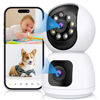 Picture of ICIGIWOX 2K Dual Lens Indoor Security Camera, 2.4GHz WiFi Indoor Camera for Home Security, Baby/Pet Camera Indoor with Night Vision, Motion Detection, Two-Way Audio, Siren, Cloud & SD Card Storage
