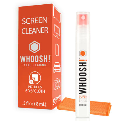 Picture of WHOOSH! Glasses Cleaner Spray - 0.3 fl oz + 1 Microfiber Cleaning Cloth - Pocket Lens Cleaner Spray, Car Screen Cleaner for Eyeglasses, Sunglasses, Portable Phone Screen Cleaner Spray and Wipe