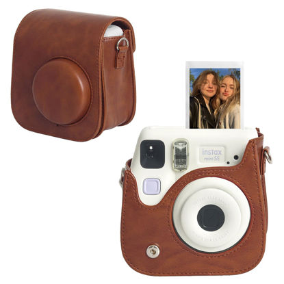 Picture of CAIYOULE Camera Case for Fujifilm Instax Mini SE/7+/7s/7c Instant Film Camera Protective Bag with Adjustable Shoulder Straps，No Camera，Brown
