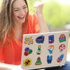 Picture of Water Bottle Stickers 100 Pcs Cool Neon Stickers, Stickers for Kids Adults Teens, Waterproof Vinyl Stickers, Stickers for Laptop Skateboard Journal Notesbooks Computer Phone Mug Guitar Suitcase etc