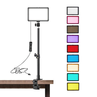 Picture of 1 Pack LED Desk Key Light Video Light with C-Clamp Stand 9 Color Filters Studio Photography Lighting for Video Recording Conference Low-Angle Shooting Zoom Streaming YouTube