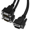 Picture of XANHAM DB9 Y Splitter 1.5 Feet 1 Female to 2 Male 9 Pin Straight Through RS232 Serial Cable Splitter, Double Shielded(Metal Braiding&AL-foil), Black, SC902FMM05