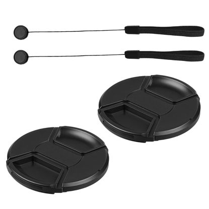 Picture of 2 Pack 52mm Front Lens Cap Cover and 2 Pcs Lens Cap Keeper Cord, Fit for Nikon D3000 D3100 D3200 D3300 D5000 D5100 D5200 D5300 D5500 with AF-S 18-55mm and Other All 52mm Filter Thread