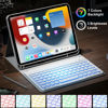 Picture of JKSML 10.9" Case for iPad 10th Generation 2022 with 7 Colors Backlit Keyboard & Pencil Holder, Detachable Bluetooth Round Key Keyboard (Quick Connection), Adjustable Brightness, Soft Silicone, Gray