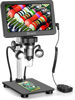 Picture of Dcorn 7'' Digital Microscope 1200X, 12MP 1080P Photo/Video Microscope for Adults Soldering Coins,Metal Stand,Wired Remote,10 LED Fill Lights,PC View,Windows/Mac - Black