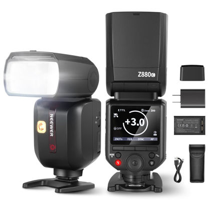 Picture of NEEWER Z880-C 2.4G 76Ws TTL Camera Flash Speedlite Compatible with Canon, Upgraded UI, Adjustable Modeling Lamp, TTL/M Quick Switch TCM Key, 1/8000s HSS 7.4V/2600mAh Battery 480 Full Power Flash