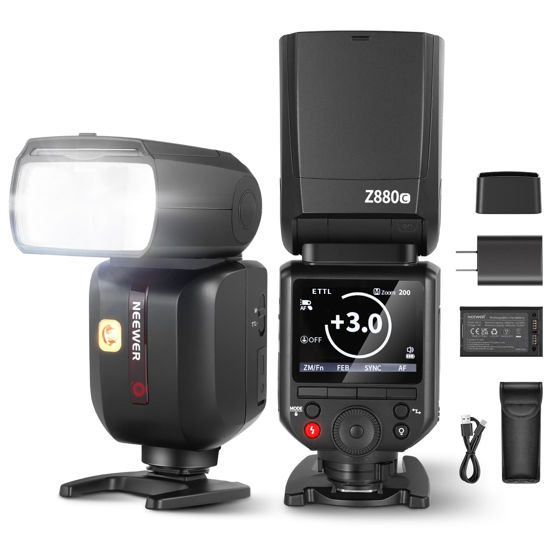 Picture of NEEWER Z880-C 2.4G 76Ws TTL Camera Flash Speedlite Compatible with Canon, Upgraded UI, Adjustable Modeling Lamp, TTL/M Quick Switch TCM Key, 1/8000s HSS 7.4V/2600mAh Battery 480 Full Power Flash