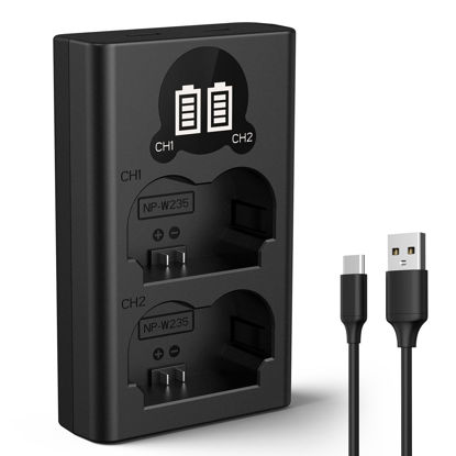 Picture of K&F Concept NP-W235 Battery Charger with Dual-Slot and LCD Screen, Micro USB and Type-C Charger for Fujifilm X-T5, X-T4, GFX 100S, X-H2S, GFX 50S II, VG-XT4