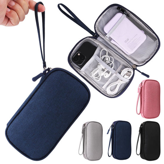 Picture of Travel Cable Organizer,Electronics Accessories Organizer Bag,Electronic Organizer Travel Universal Cable Organizer Electronics Accessories Bag for Charger, Phone, memory card,Travel Gadget Bag (Blue)