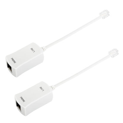 Picture of Uvital DSL Filter for Landline Phone, 2 Pack DSL Modem Phone Filter, RJ11 in-line DSL Filter for Interference Elimination and Static Noise Blocker (White)