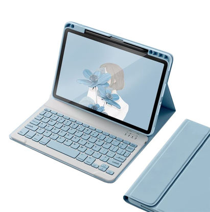 Picture of kaitesi Keyboard Case for iPad Pro 13 inch M4 Keyboard Case Magnetic Detachable Bluetooth Keyboard Cover Support Pencil Charging,Misty Blue