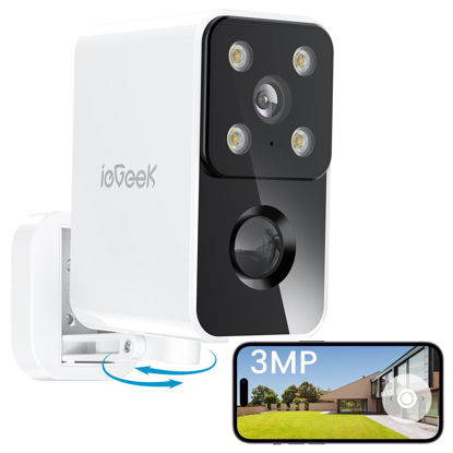 Picture of ieGeek Security Cameras Wireless Outdoor Pan Rotating 180° Home Security Cameras, 2.4G WiFi Camera Battery Powered with 2K Color Night Vision, Smart AI Detection, 2-Way Audio, Local/Cloud Storage,IP65