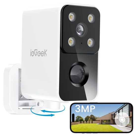 Picture of ieGeek Security Cameras Wireless Outdoor Pan Rotating 180° Home Security Cameras, 2.4G WiFi Camera Battery Powered with 2K Color Night Vision, Smart AI Detection, 2-Way Audio, Local/Cloud Storage,IP65