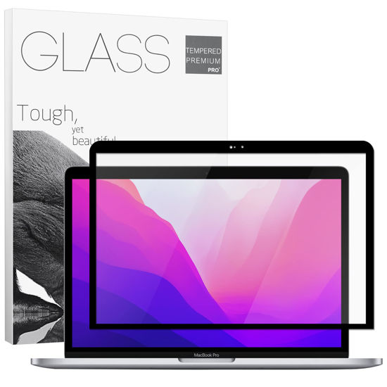 Picture of Removable Tempered Glass Screen Protector for Macbook Pro 13 inch (M1/M2 2016-2022) / Macbook Air 13 inch (M1 2018-2021), [GlasTR Slim] Bubble Free 9H for Macbook Pro 13.3" M2 2022 Screen Film