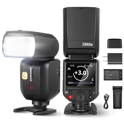 Picture of NEEWER Z880-N 2.4G i-TTL Camera Flash Speedlite for Nikon, Upgraded UI, Adjustable Modeling Lamp, TTL/M Quick Switch TCM Key, 76Ws Speedlight 1/8000s HSS 7.4V/2600mAh Battery 480 Full Power Flash
