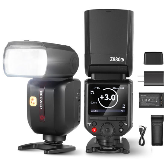 Picture of NEEWER Z880-N 2.4G i-TTL Camera Flash Speedlite for Nikon, Upgraded UI, Adjustable Modeling Lamp, TTL/M Quick Switch TCM Key, 76Ws Speedlight 1/8000s HSS 7.4V/2600mAh Battery 480 Full Power Flash